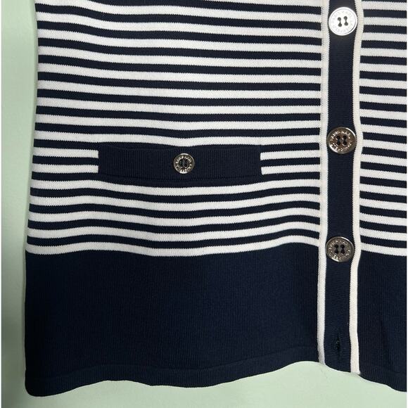 Karl Lagerfeld Knit Cardigan Navy White Size S - Picture 7 of 10